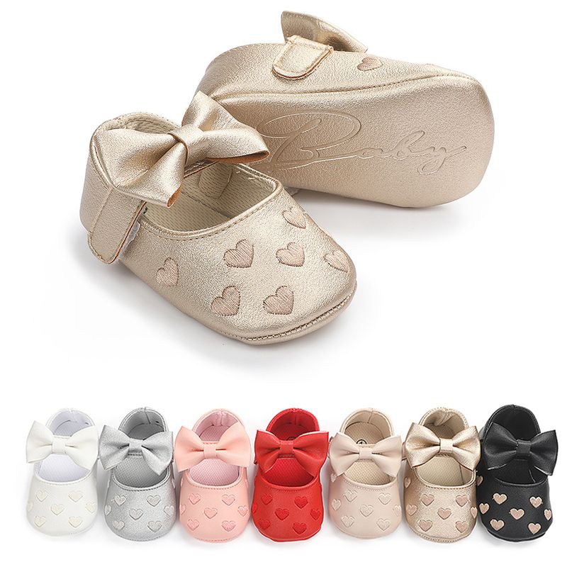 Women's Casual Heart Shape Bow Knot Round Toe Toddler Shoes