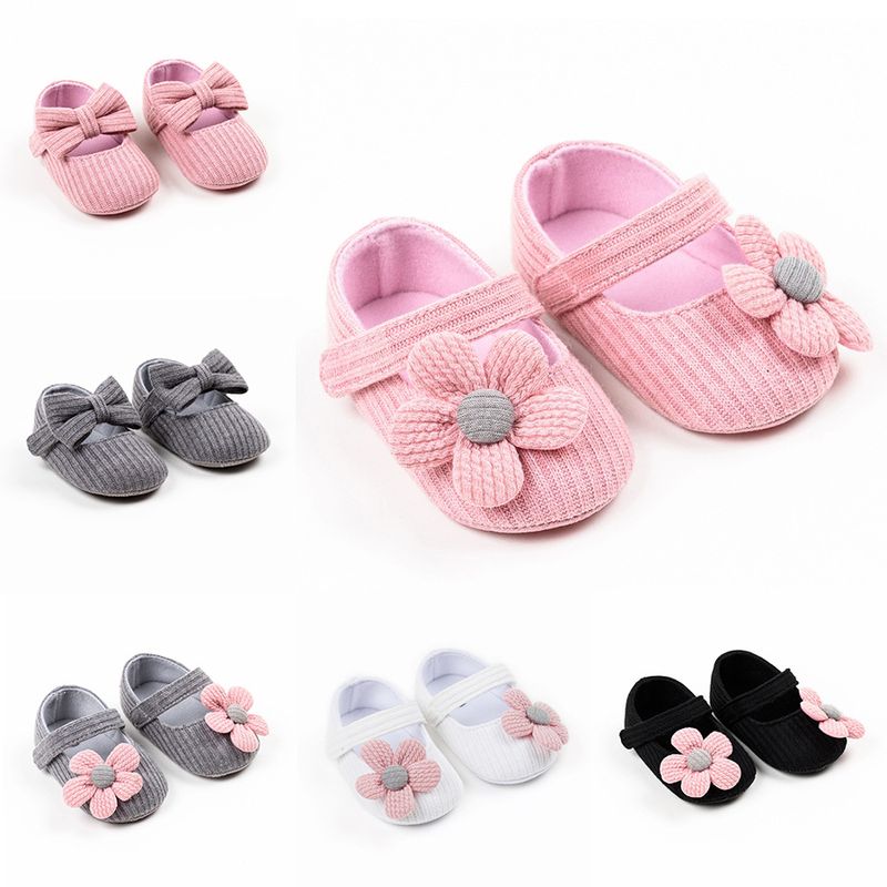 Women's Casual Stripe Solid Color Bowknot Round Toe Toddler Shoes