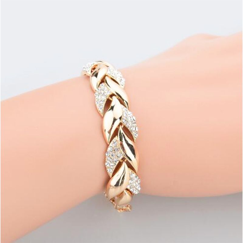 Élégant Dame Feuille Alliage Incruster Zircon Femmes Bracelets