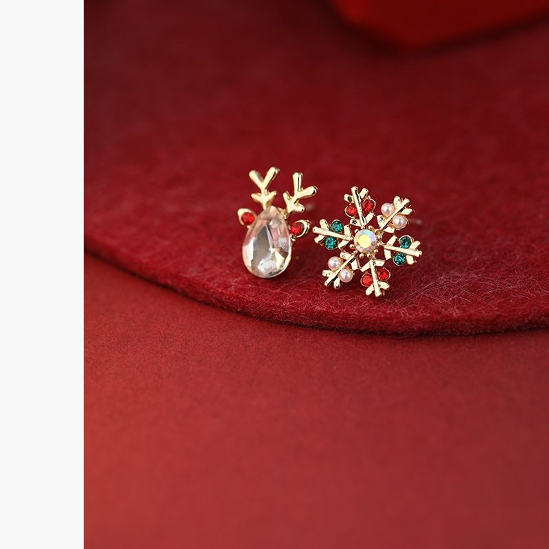 1 Pair Basic Modern Style Snowflake Inlay Alloy Zircon Ear Studs