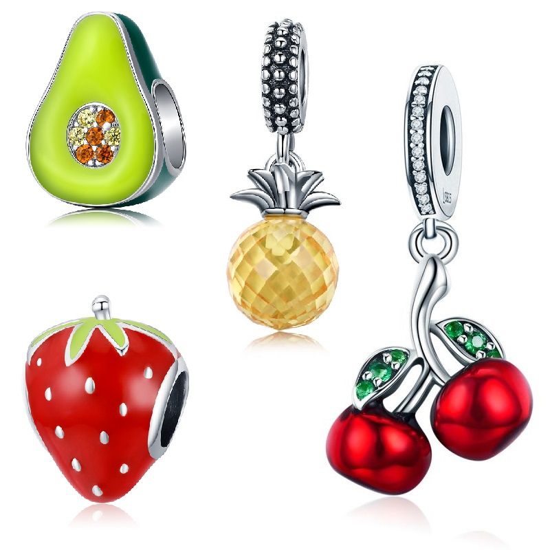 Casual Novedad Fruta Plata Esterlina Venta Al Por Mayor Accesorios De Joyería