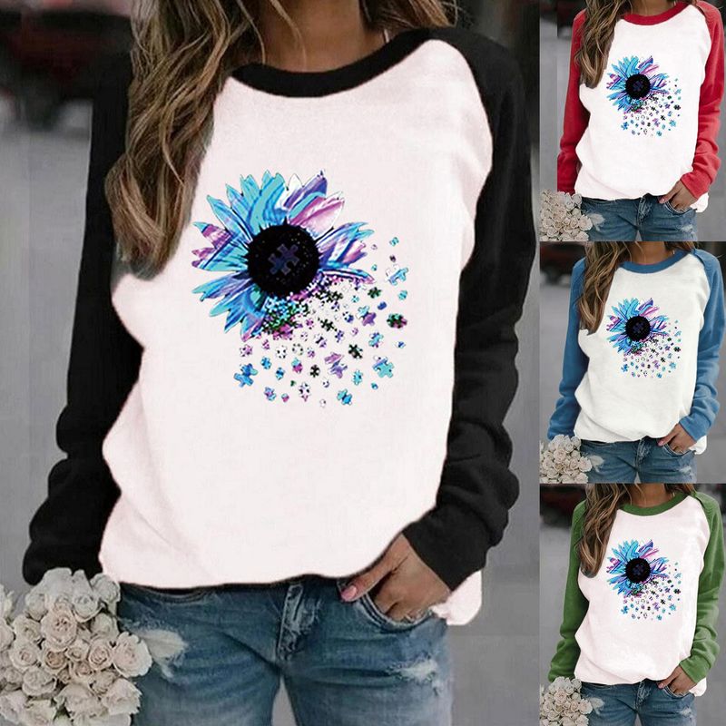 Femmes Sweat À Capuche Manche Longue Hoodies Et Pulls Molletonnés Impression Décontractée Fleur