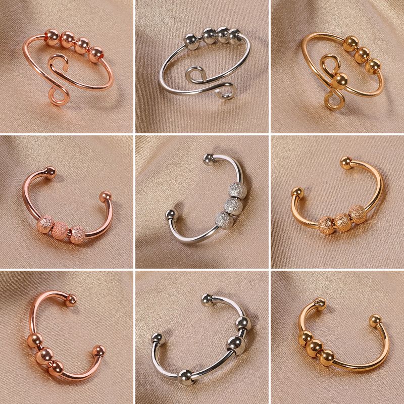 201 Stainless Steel Copper Simple Style Plating Solid Color Open Rings