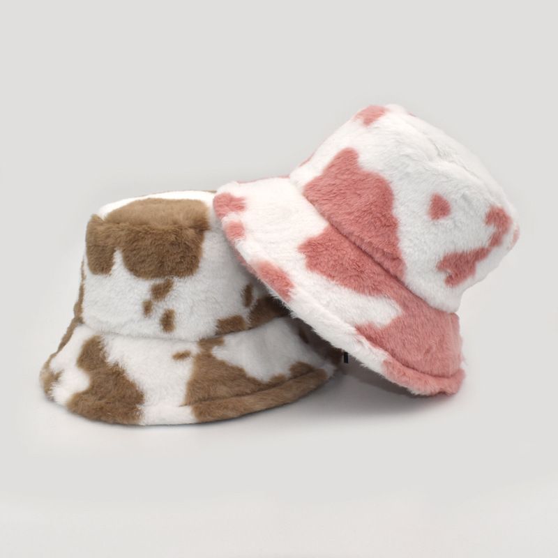 Unisex Casual Streetwear Cow Pattern Flat Eaves Bucket Hat