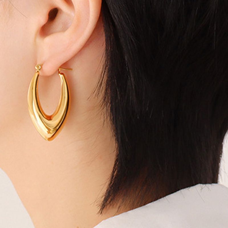 1 Pair Simple Style Printing Water Droplets Stainless Steel Hoop Earrings