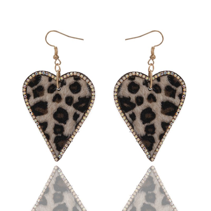 1 Pair Elegant Classic Style Streetwear Leopard Plating Inlay Pu Leather Rhinestones Drop Earrings