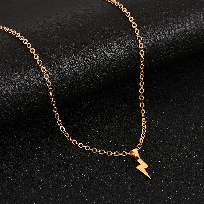 Simple Style Lightning Titanium Steel Plating Unisex Pendant Necklace Long Necklace