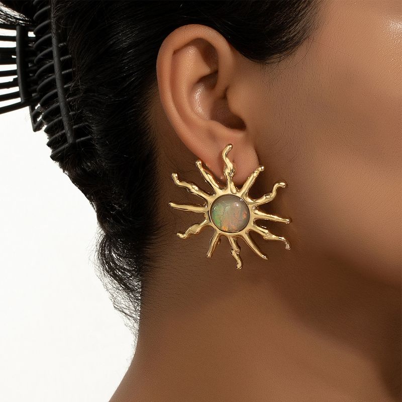 1 Pair Queen Sun Plating Inlay Alloy Artificial Gemstones Ear Studs