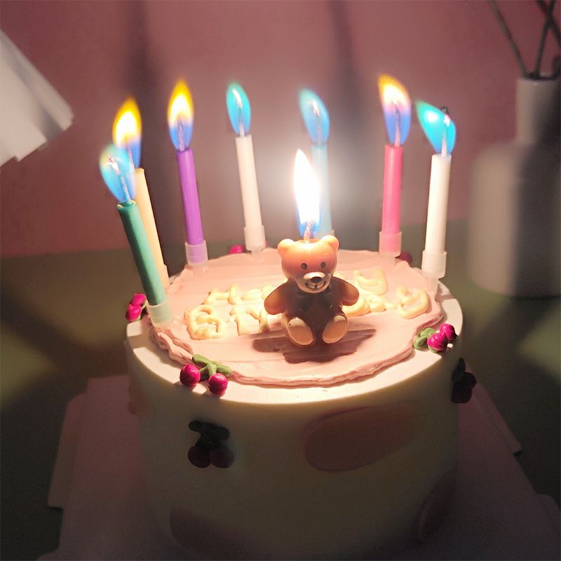 Birthday Cute Bear Solid Color Tmc Birthday Candle