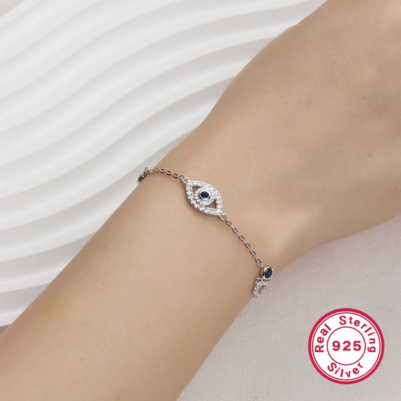 Style Simple Style Classique L'oeil Du Diable Argent Sterling Placage Incruster Zircon Plaqué Or 18k Or Blanc Plaqué Bracelets