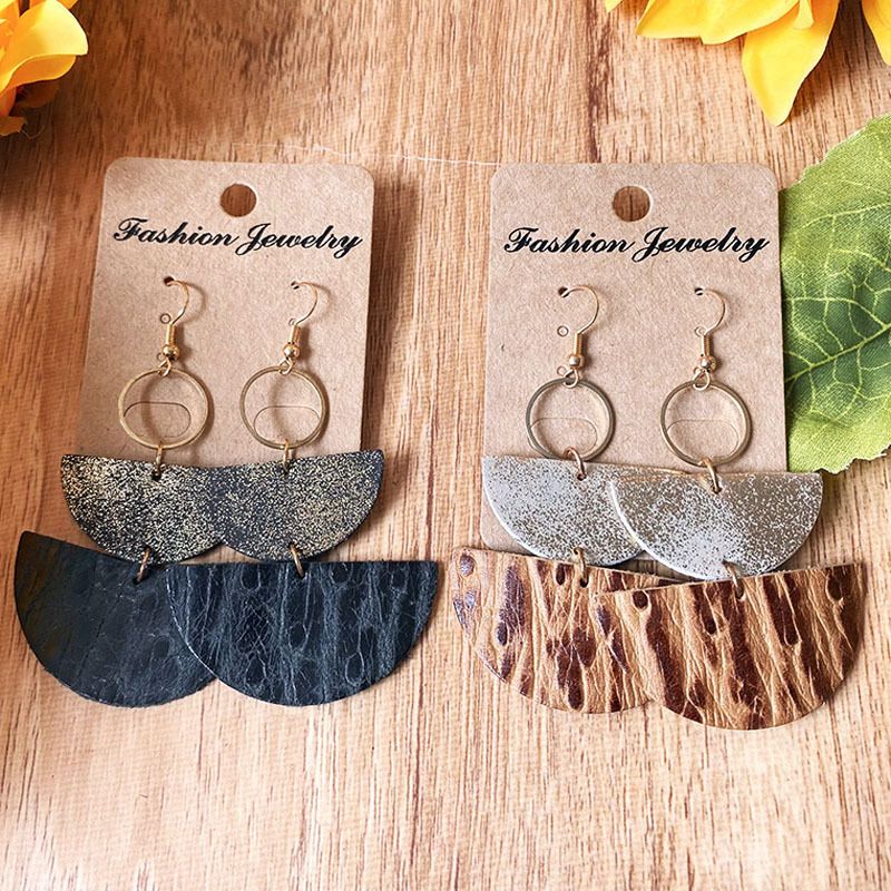 1 Pair Simple Style Color Block Leather Drop Earrings
