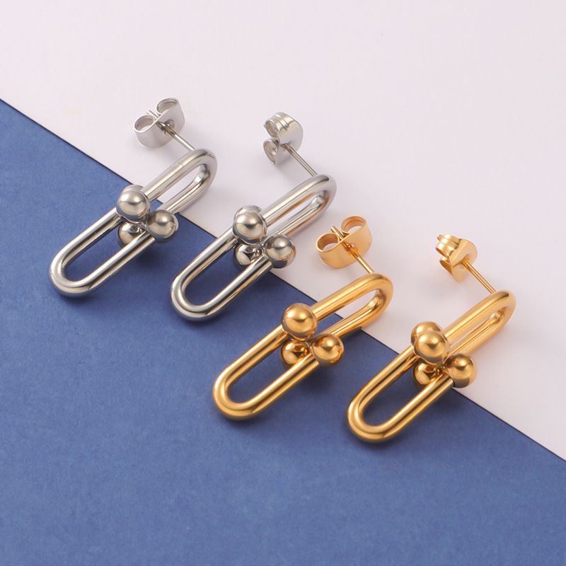 1 Pair Simple Style U Shape Plating Titanium Steel None 18K Gold Plated Ear Studs