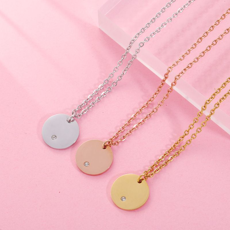 Stainless Steel 18K Gold Plated Classic Style Commute Plating Round None Pendant Necklace