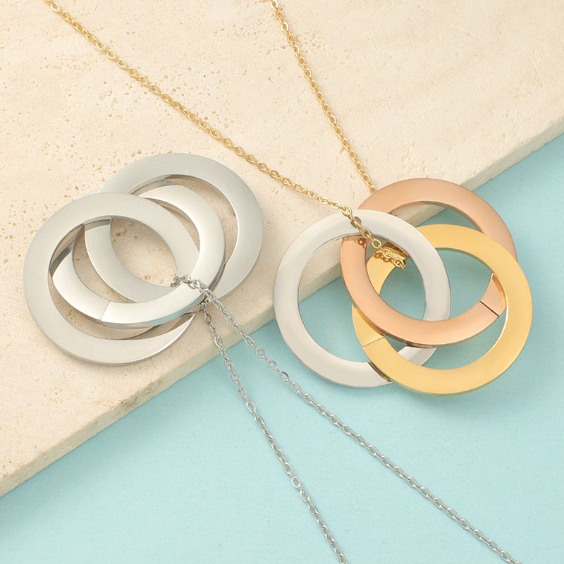 Stainless Steel 18K Gold Plated Basic Classic Style Geometric None Pendant Necklace
