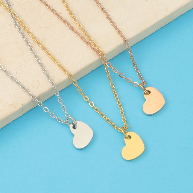 Stainless Steel 18K Gold Plated Simple Style Commute Heart Shape None Pendant Necklace