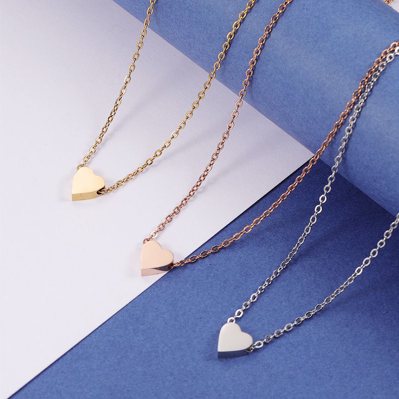Stainless Steel 18K Gold Plated Basic Simple Style Classic Style Plating Heart Shape None Pendant Necklace