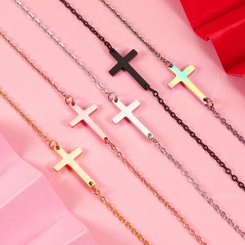 Titanium Steel 18K Gold Plated Casual Streetwear Cross None Necklace