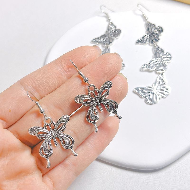 1 Pair Cute Butterfly Metal Drop Earrings