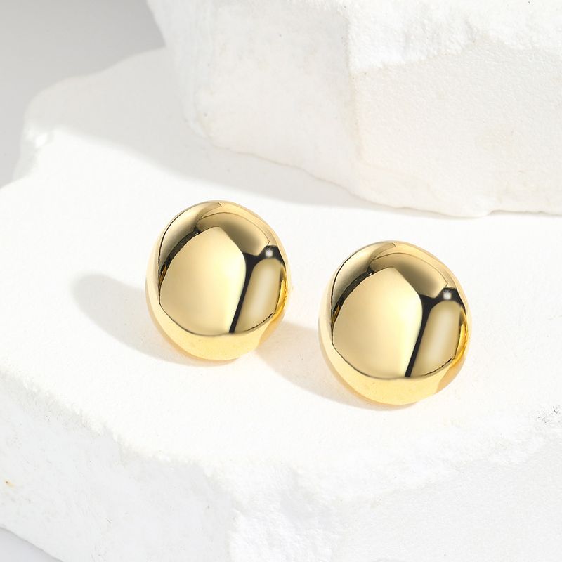 1 Pair Simple Style Round Plating Brass Ear Studs