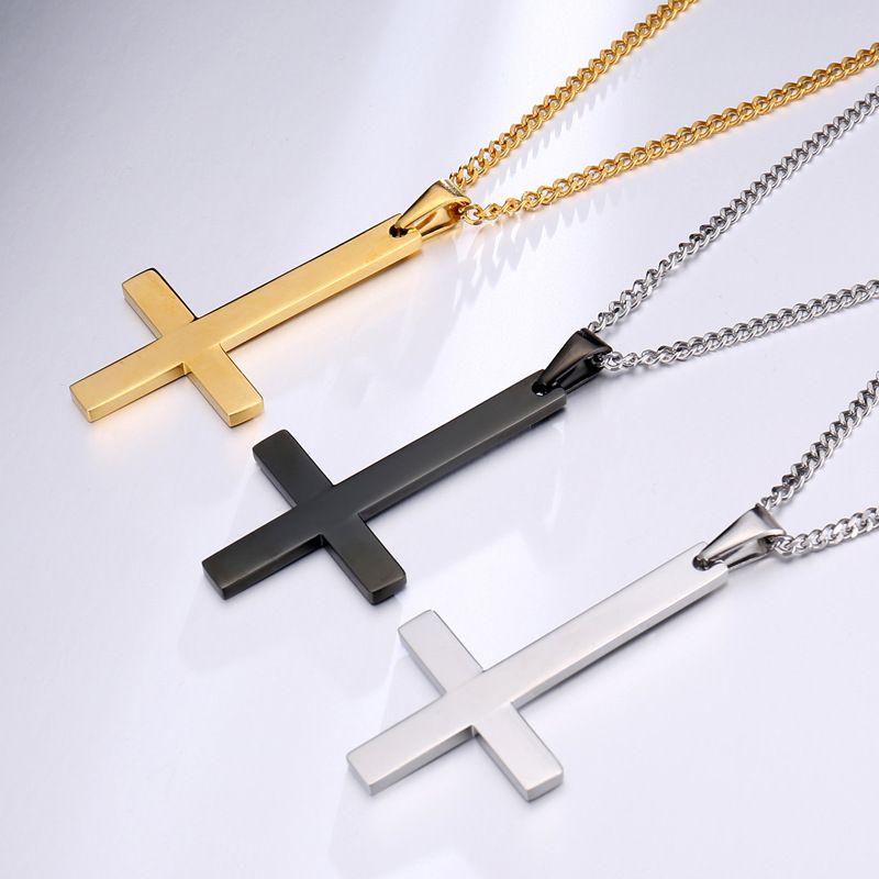 Commute Cross Stainless Steel Pendant Necklace