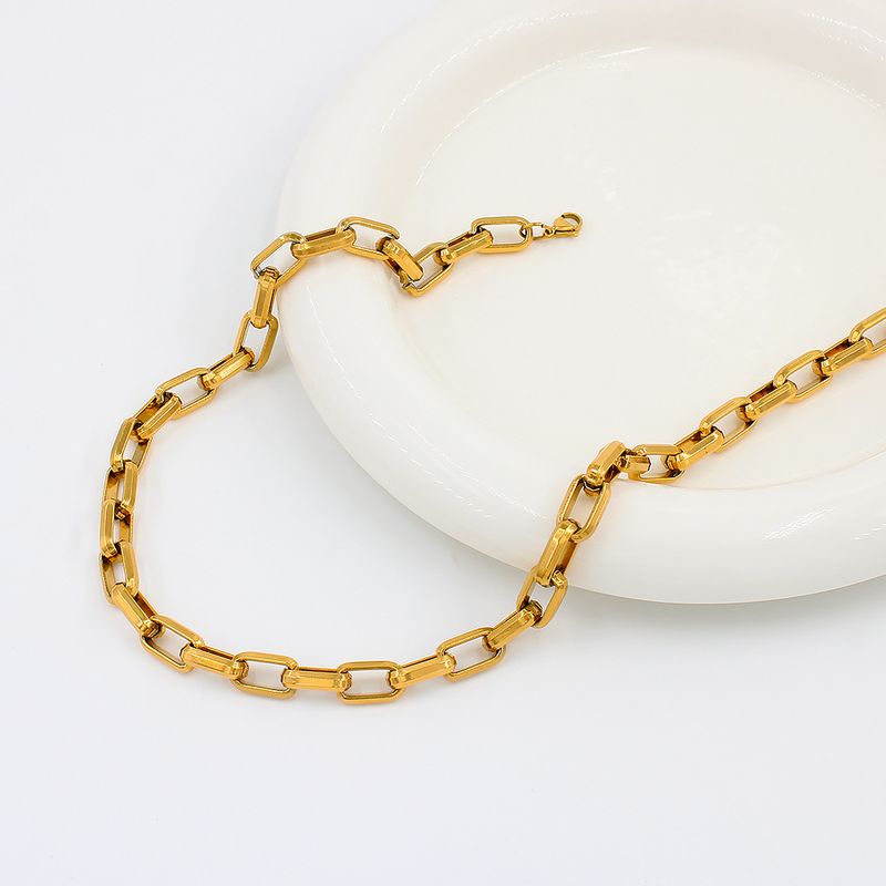 304 Stainless Steel 18K Gold Plated Hip-Hop Plating Geometric Bracelets Necklace