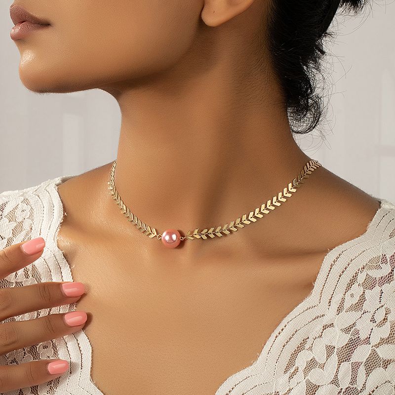Basic Solid Color Alloy Plating 14k Gold Plated Women's Choker