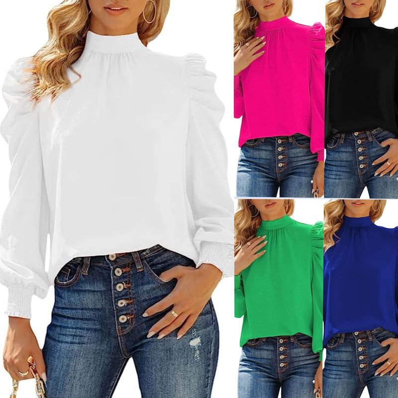 Women's Blouse Long Sleeve Blouses Casual Elegant Solid Color