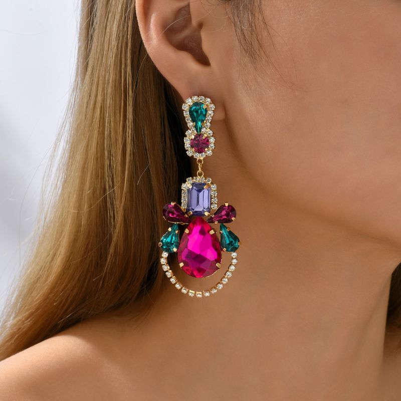 1 Pair Fashion Water Droplets Glass Plating Women's Drop Earrings