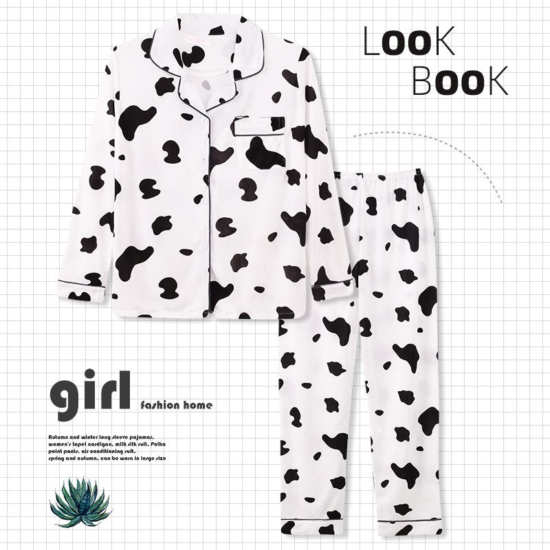 Zuhause Frau Süß Tier Karikatur Polyester Milchfaser Drucken Hosen-sets Pyjama Sets