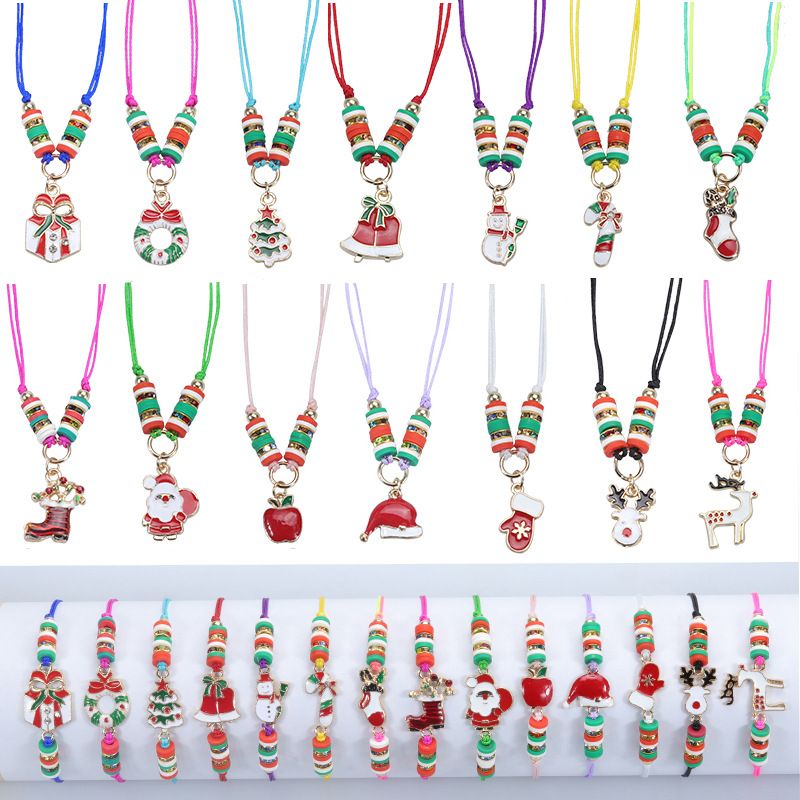 Modern Style Santa Claus Alloy Enamel Women's Bracelets Necklace