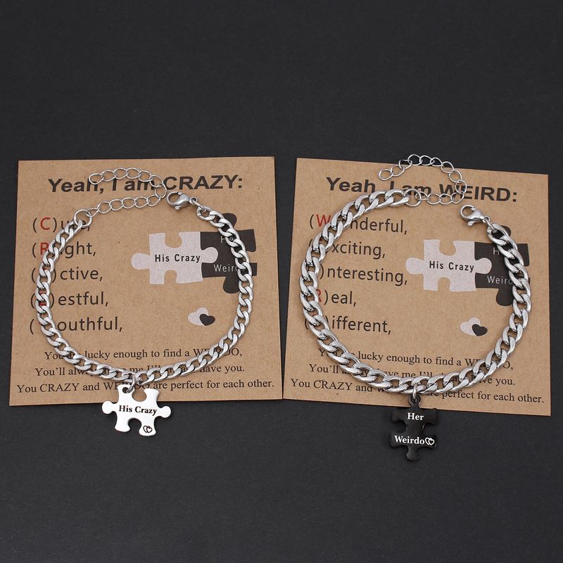 Décontractée Géométrique Lettre Acier Inoxydable Coupler Bracelets