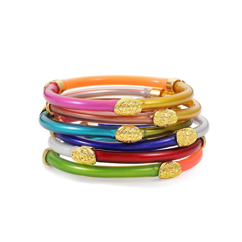 Lady Solid Color Alloy Silica Gel Plating Women's Bangle