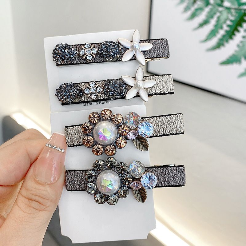 Simple Style Flower Rhinestone Inlay Zircon Hair Clip