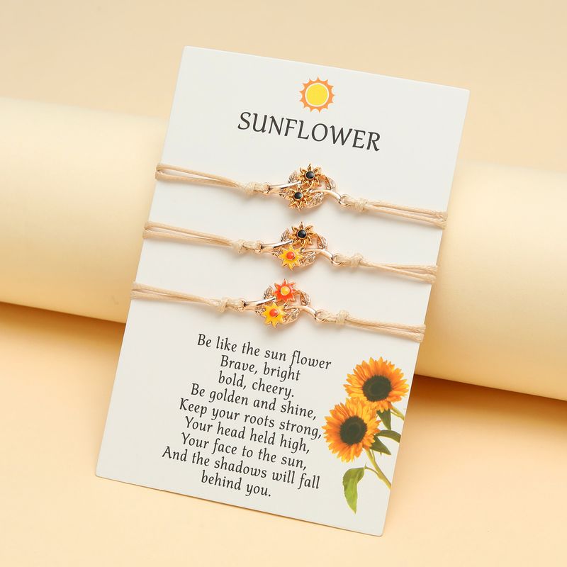Christmas Sweet Pastoral Sunflower Flower Alloy Nylon Enamel Plating Unisex Bracelets
