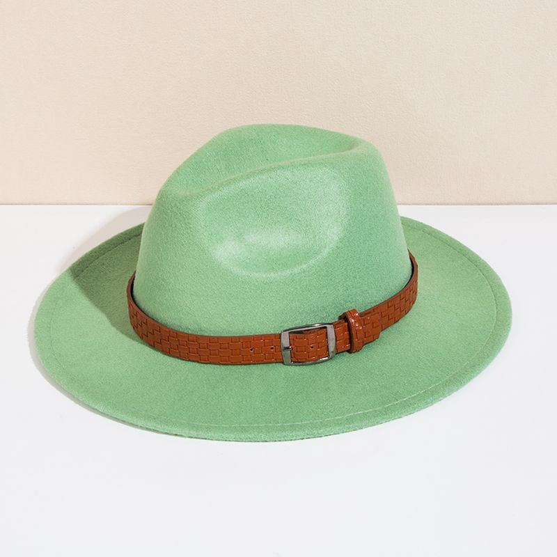 Unisex Basic Cowboy Style Solid Color Big Eaves Fedora Hat