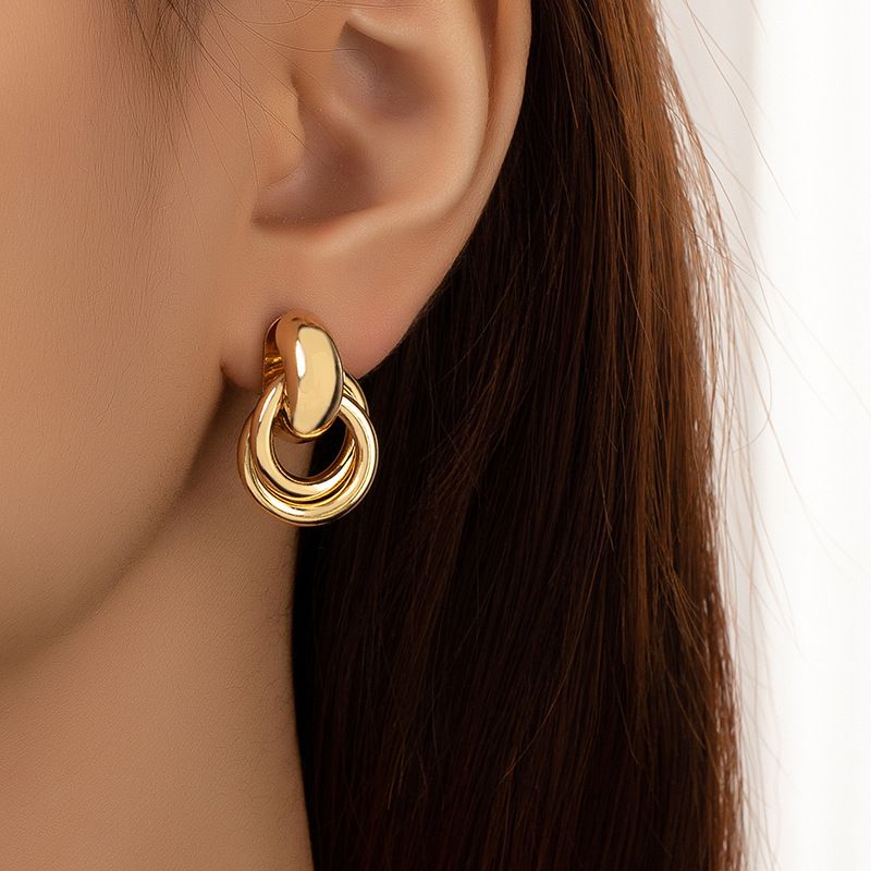 Wholesale Jewelry Simple Style Solid Color Metal Gold Plated Plating Drop Earrings