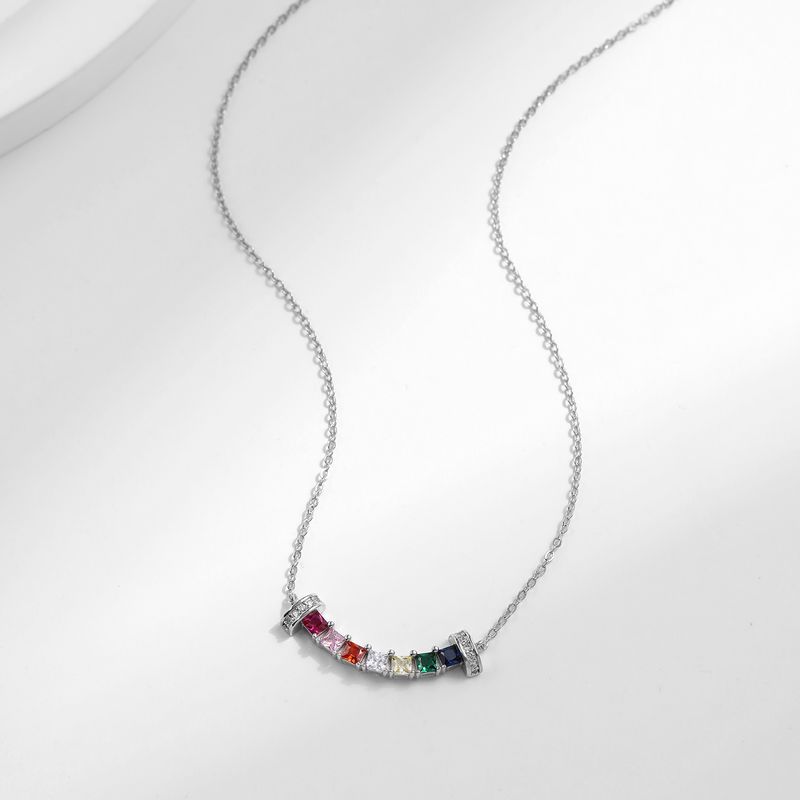 Ig Style Commute Colorful Sterling Silver Rhodium Plated Zircon Necklace In Bulk