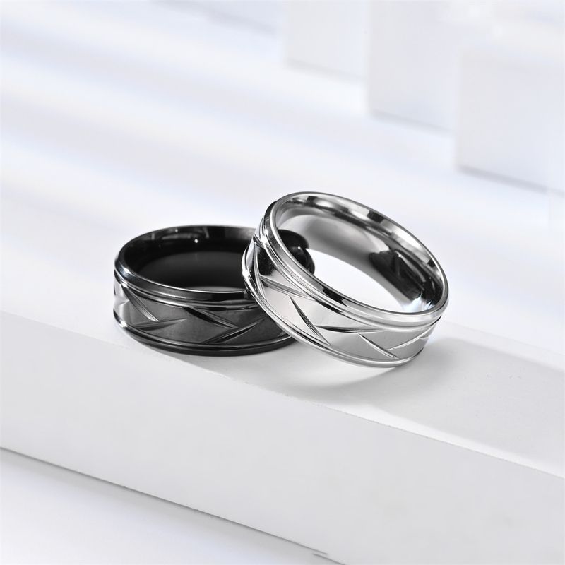 Estilo Simple Ronda Acero Inoxidable Unisexo Anillos