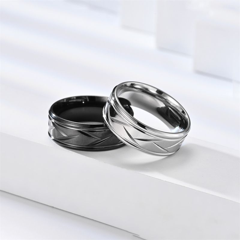 Simple Style Round Stainless Steel Unisex Rings