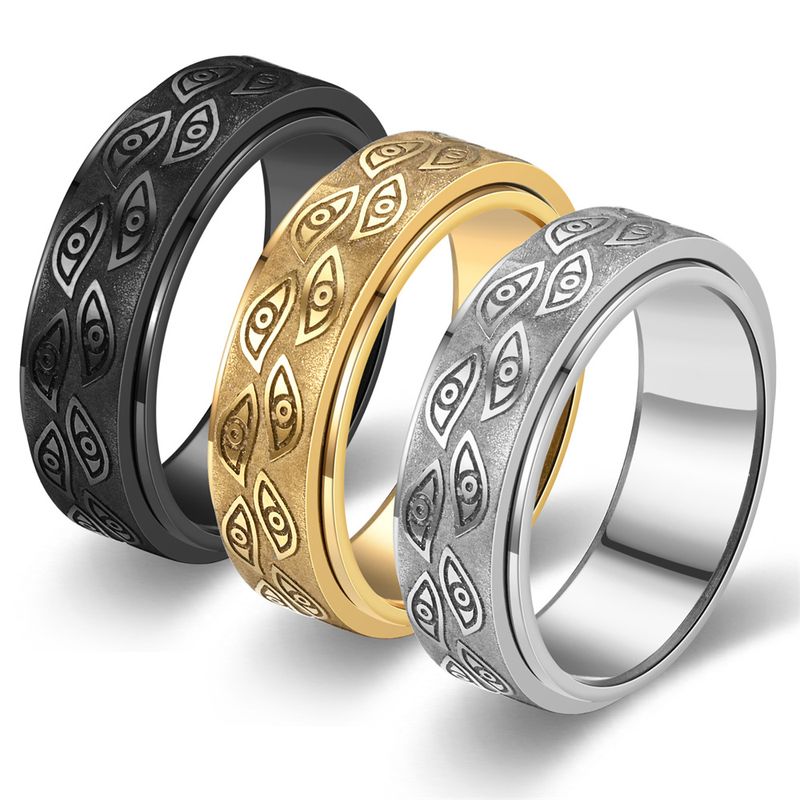 Simple Style Devil's Eye Titanium Steel Couple Rings