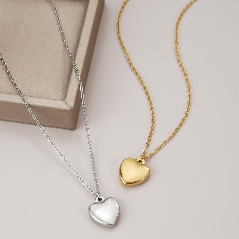Stainless Steel 18K Gold Plated IG Style Commute Shiny Polishing Plating Heart Shape Pendant Necklace