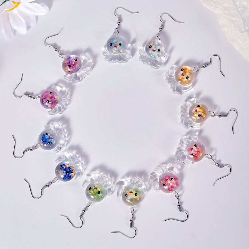 Wholesale Jewelry Cartoon Style Cute Octopus Plastic Resin Luminous Transparent Drop Earrings