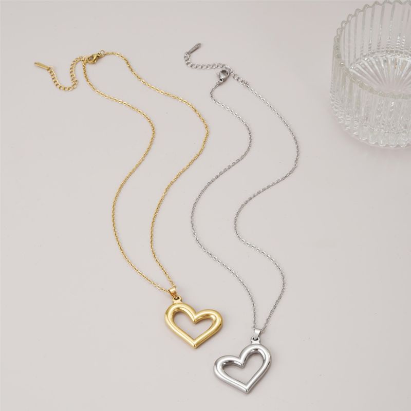 Stainless Steel 18K Gold Plated Simple Style Commute Polishing Plating Heart Shape Pendant Necklace