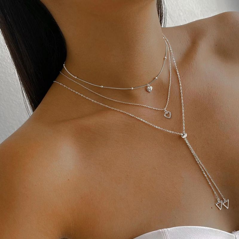 Style Simple Forme De Cœur Alliage Femmes Collier