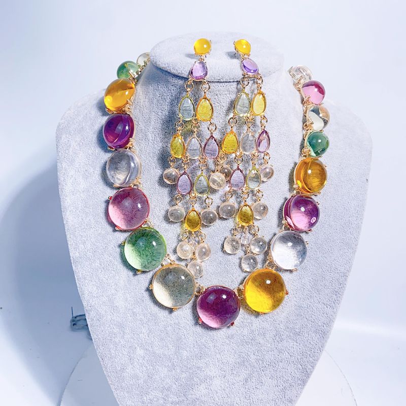 Elegant Glam Klassischer Stil Wassertropfen Harz Legierung Großhandel Ohrringe Halskette
