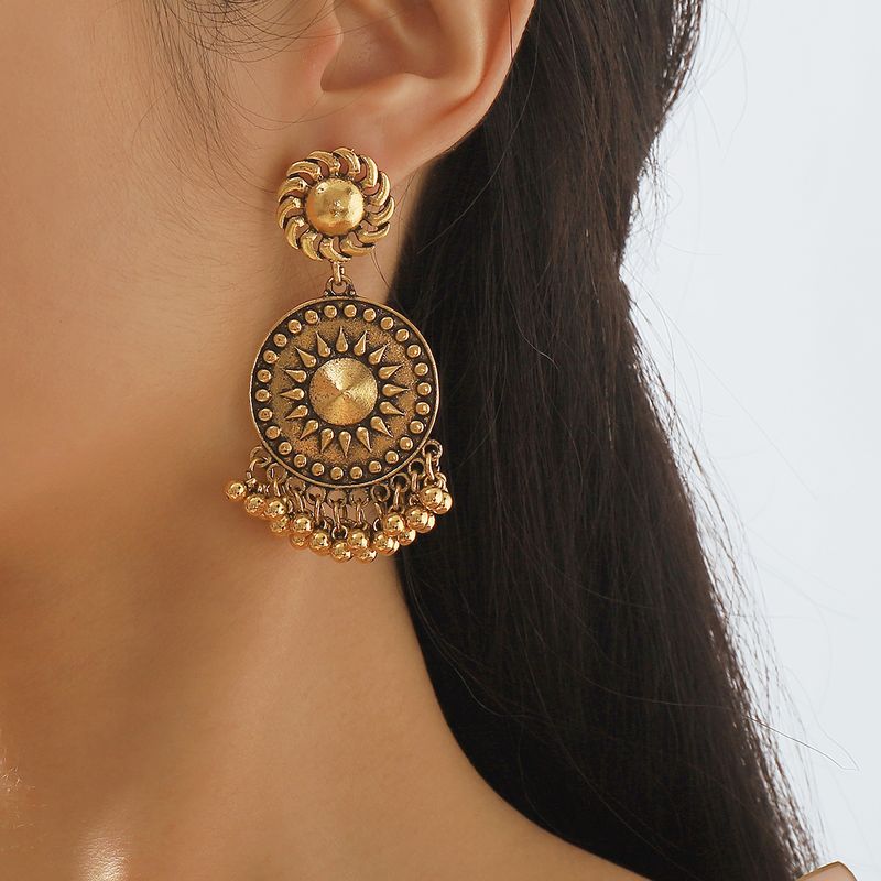 1 Pair Vintage Style Simple Style Roman Style Sun Alloy Drop Earrings