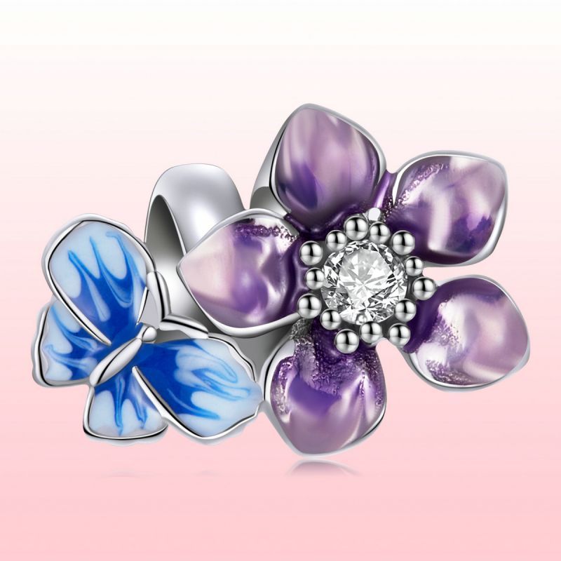 Casual Heart Shape Flower Butterfly Sterling Silver Inlay Zircon Jewelry Accessories