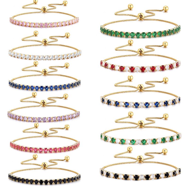 Style Simple Rond Le Cuivre Incruster Zircon Bracelets