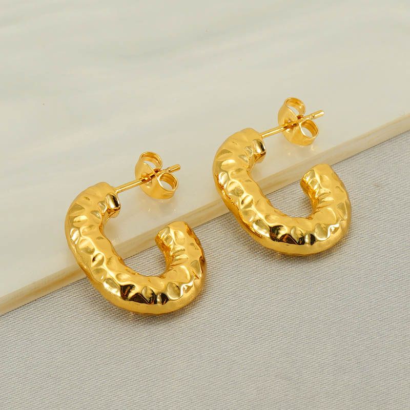 1 Pair Elegant Water Droplets Polishing Gold Plated Stainless Steel Titanium Steel 18K Gold Plated Earrings