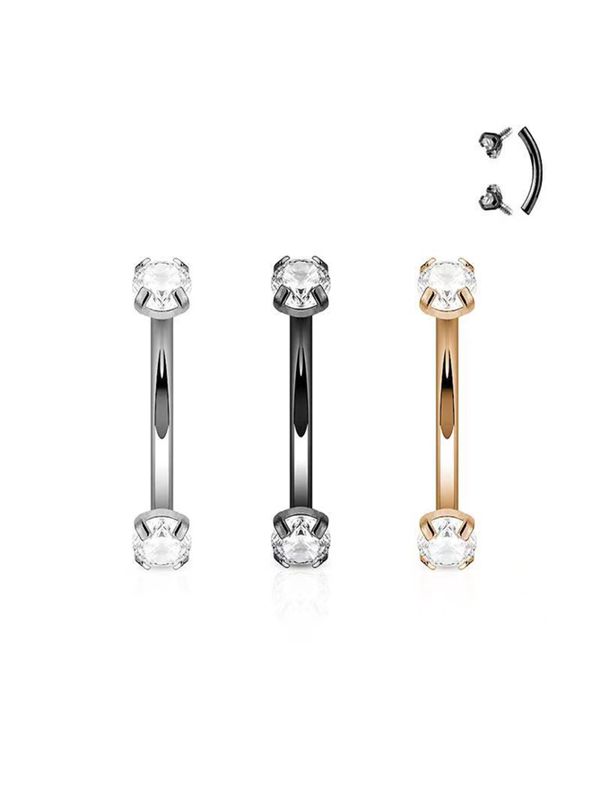 Simple Style Solid Color Stainless Steel Plating Inlay Zircon 18k Gold Plated Eyebrow Nails